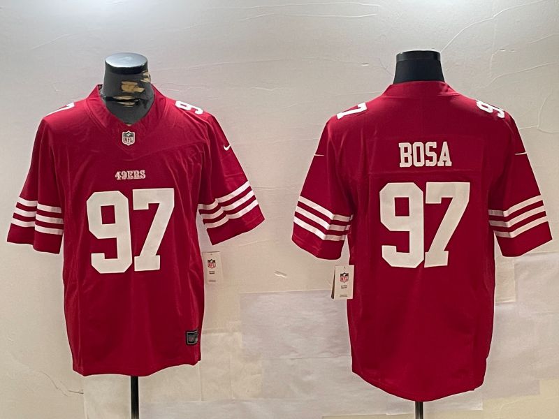 Men San Francisco 49ers #97 Bosa Red three generations 2024 Nike Limited NFL Jersey style 1->->